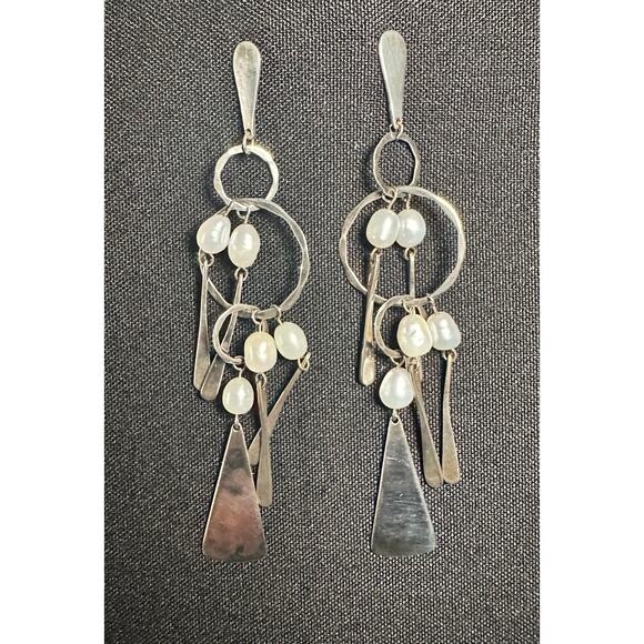 Robert Lee Morris Handmade Silver and Cultured Pearl Earrings - Picture 2 of 10